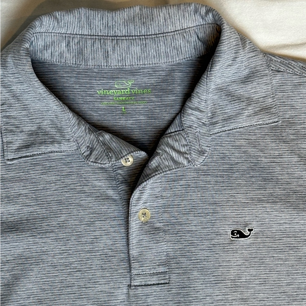 Vineyard Vines Youth Sankaty Blue/Gray Shortsleeved Boys Polo Shirt